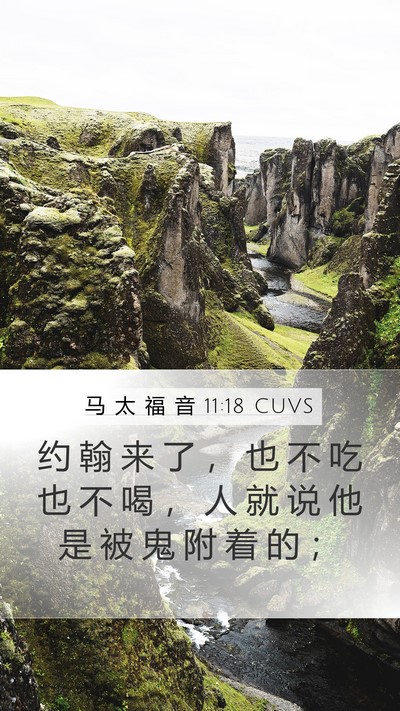 马 太 福 音 11:18 CUVS Bible Verse Image