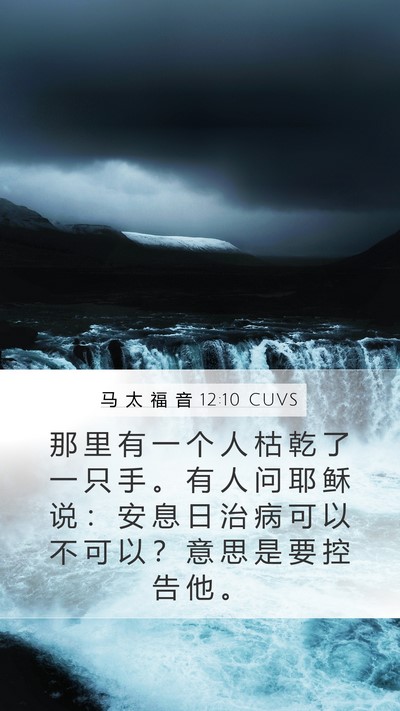 马 太 福 音 12:10 CUVS Bible Verse Image