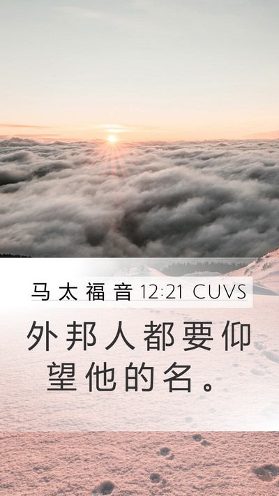 马 太 福 音 12:21 CUVS Mobile Phone Wallpaper - 外 邦 人 都 要 仰 望 他 的 名 - Mobile Bible Verse Wallpaper
