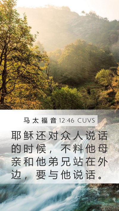 马 太 福 音 12:46 CUVS Bible Verse Image