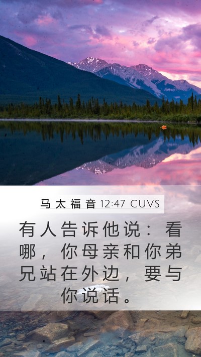 马 太 福 音 12:47 CUVS Mobile Phone Wallpaper - 有 人 告 诉 他 说 ： 看 哪 ， 你 母 - Mobile Bible Verse Wallpaper