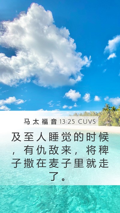 马 太 福 音 13:25 CUVS Bible Verse Image