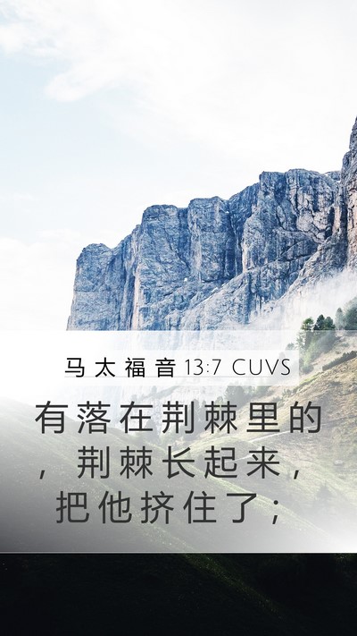 马 太 福 音 13:7 CUVS Mobile Phone Wallpaper - 有 落 在 荆 棘 里 的 ， 荆 棘 长 起 - Mobile Bible Verse Wallpaper