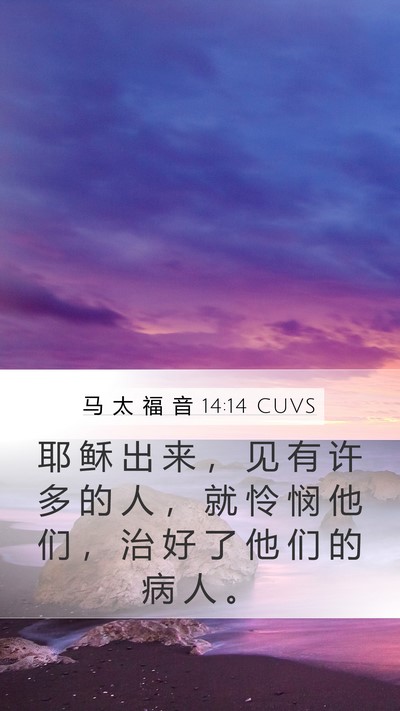 马 太 福 音 14:14 CUVS Bible Verse Image