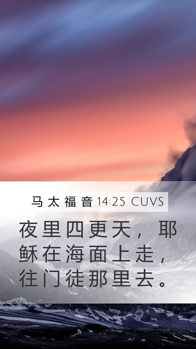 马 太 福 音 14:25 CUVS Bible Verse Image