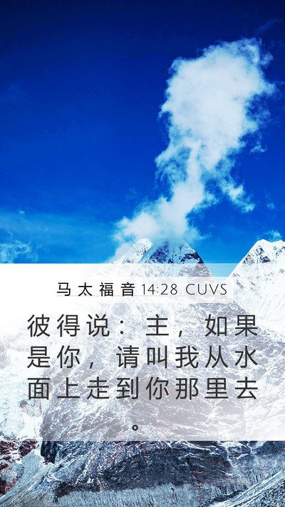 马 太 福 音 14:28 CUVS Mobile Phone Wallpaper - 彼 得 说 ： 主 ， 如 果 是 你 ， 请 - Mobile Bible Verse Wallpaper