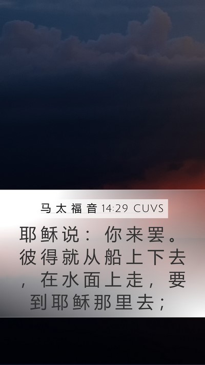 马 太 福 音 14:29 CUVS Mobile Phone Wallpaper - 耶 稣 说 ： 你 来 罢 。 彼 得 就 从 - Mobile Bible Verse Wallpaper