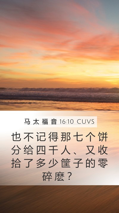 马 太 福 音 16:10 CUVS Mobile Phone Wallpaper - 也 不 记 得 那 七 个 饼 分 给 四 千 - Mobile Bible Verse Wallpaper