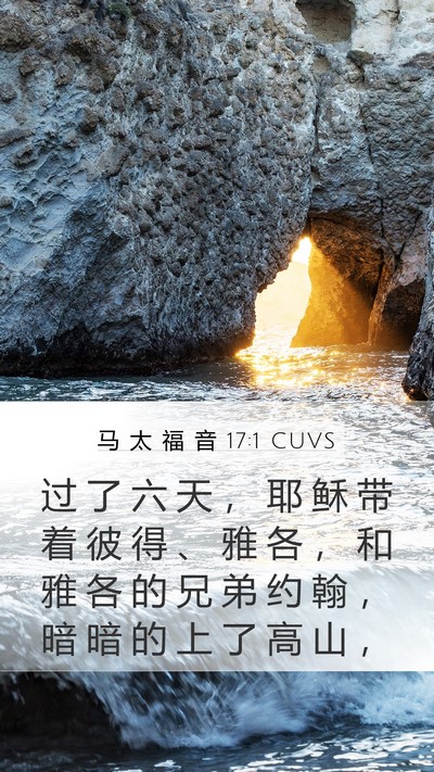 马 太 福 音 17:1 CUVS Mobile Phone Wallpaper - 过 了 六 天 ， 耶 稣 带 着 彼 得 、 - Mobile Bible Verse Wallpaper