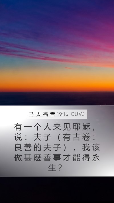 马 太 福 音 19:16 CUVS Mobile Phone Wallpaper - 有 一 个 人 来 见 耶 稣 ， 说 ： 夫 - Mobile Bible Verse Wallpaper