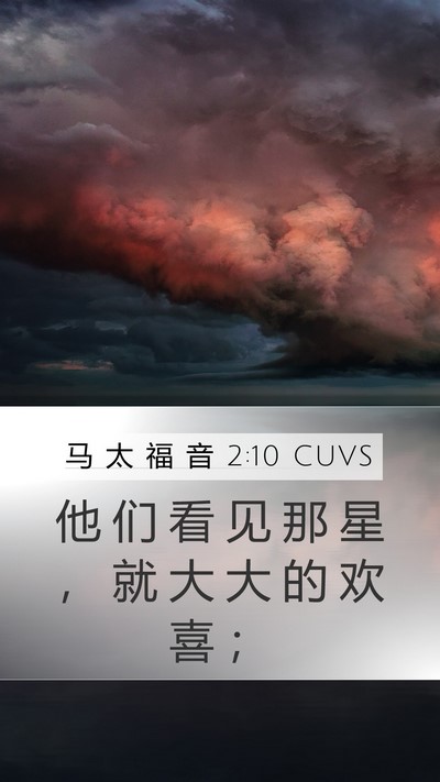马 太 福 音 2:10 CUVS Mobile Phone Wallpaper - 他 们 看 见 那 星 ， 就 大 大 的 欢 - Mobile Bible Verse Wallpaper