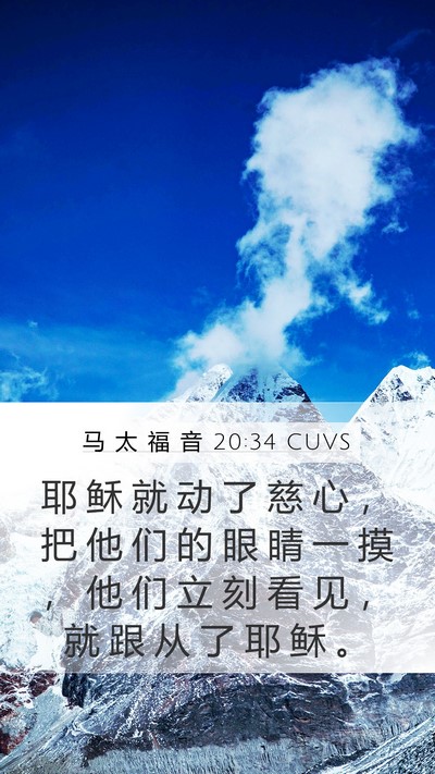 马 太 福 音 20:34 CUVS Bible Verse Image