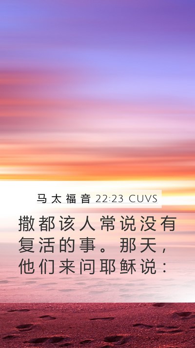 马 太 福 音 22:23 CUVS Mobile Phone Wallpaper - 撒 都 该 人 常 说 没 有 复 活 的 事 - Mobile Bible Verse Wallpaper