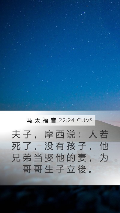 马 太 福 音 22:24 CUVS Mobile Phone Wallpaper - 夫 子 ， 摩 西 说 ： 人 若 死 了 ， - Mobile Bible Verse Wallpaper