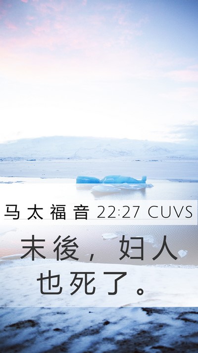 马 太 福 音 22:27 CUVS Mobile Phone Wallpaper - 末 後 ， 妇 人 也 死 了 - Mobile Bible Verse Wallpaper