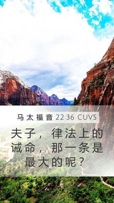 马 太 福 音 22:36 CUVS Bible Verse Image