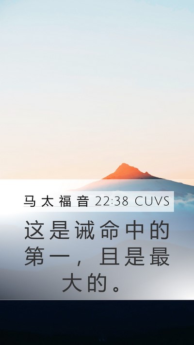 马 太 福 音 22:38 CUVS Mobile Phone Wallpaper - 这 是 诫 命 中 的 第 一 ， 且 是 最 - Mobile Bible Verse Wallpaper