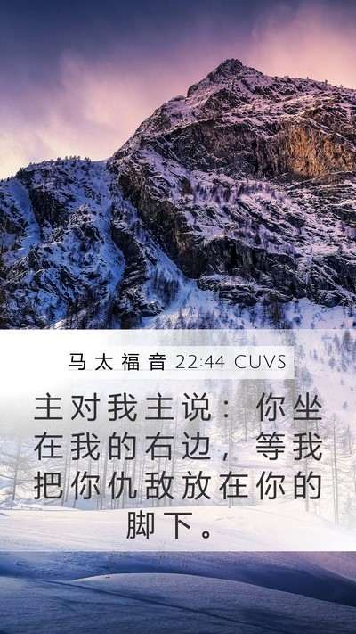 马 太 福 音 22:44 CUVS Mobile Phone Wallpaper - 主 对 我 主 说 ： 你 坐 在 我 的 右 - Mobile Bible Verse Wallpaper
