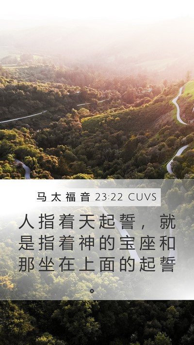 马 太 福 音 23:22 CUVS Mobile Phone Wallpaper - 人 指 着 天 起 誓 ， 就 是 指 着 神 - Mobile Bible Verse Wallpaper