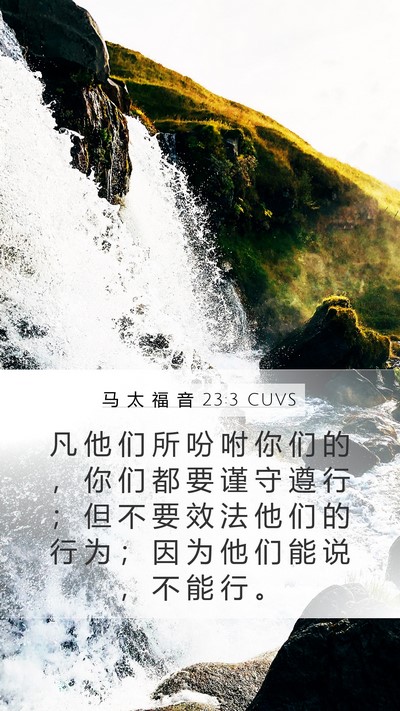 马 太 福 音 23:3 CUVS Mobile Phone Wallpaper - 凡 他 们 所 吩 咐 你 们 的 ， 你 们 - Mobile Bible Verse Wallpaper