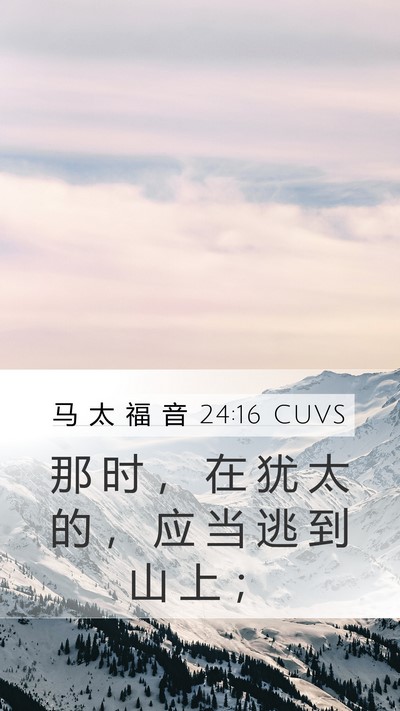 马 太 福 音 24:16 CUVS Mobile Phone Wallpaper - 那 时 ， 在 犹 太 的 ， 应 当 逃 到 - Mobile Bible Verse Wallpaper