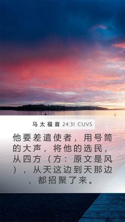 马 太 福 音 24:31 CUVS Bible Verse Image