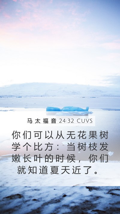 马 太 福 音 24:32 CUVS Mobile Phone Wallpaper - 你 们 可 以 从 无 花 果 树 学 个 比 - Mobile Bible Verse Wallpaper
