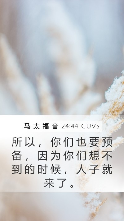 马 太 福 音 24:44 CUVS Bible Verse Image