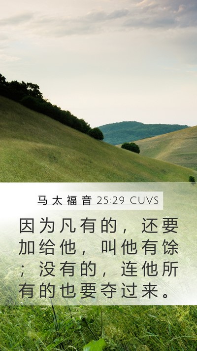 马 太 福 音 25:29 CUVS Bible Verse Image