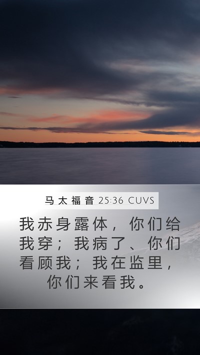 马 太 福 音 25:36 CUVS Bible Verse Image