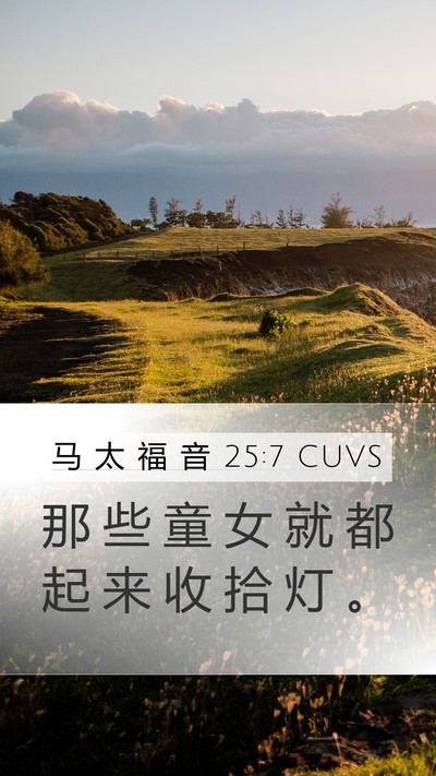 马 太 福 音 25:7 CUVS Mobile Phone Wallpaper - 那 些 童 女 就 都 起 来 收 拾 灯 - Mobile Bible Verse Wallpaper