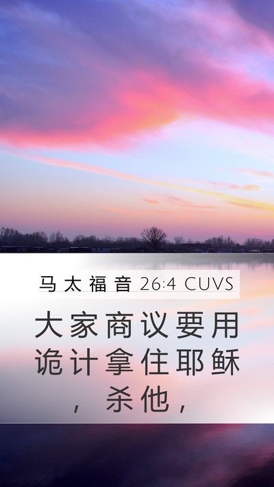 马 太 福 音 26:4 CUVS Mobile Phone Wallpaper - 大 家 商 议 要 用 诡 计 拿 住 耶 稣 - Mobile Bible Verse Wallpaper