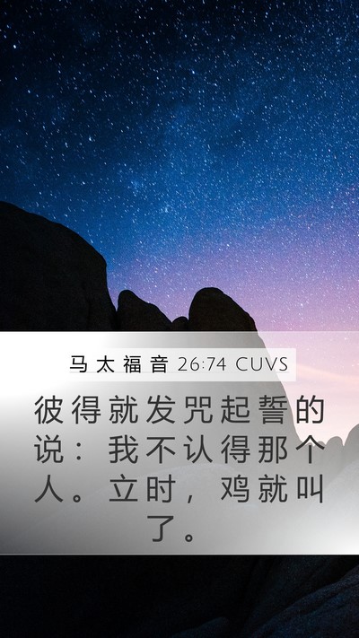 马 太 福 音 26:74 CUVS Mobile Phone Wallpaper - 彼 得 就 发 咒 起 誓 的 说 ： 我 不 - Mobile Bible Verse Wallpaper