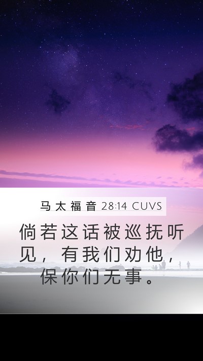 马 太 福 音 28:14 CUVS Mobile Phone Wallpaper - 倘 若 这 话 被 巡 抚 听 见 ， 有 我 - Mobile Bible Verse Wallpaper