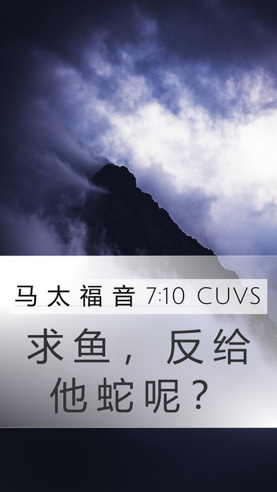 马 太 福 音 7:10 CUVS Mobile Phone Wallpaper - 求 鱼 ， 反 给 他 蛇 呢 - Mobile Bible Verse Wallpaper