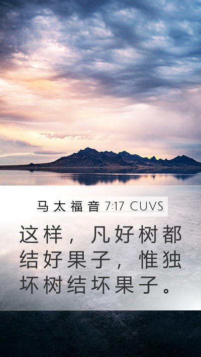 马 太 福 音 7:17 CUVS Mobile Phone Wallpaper - 这 样 ， 凡 好 树 都 结 好 果 子 ， - Mobile Bible Verse Wallpaper